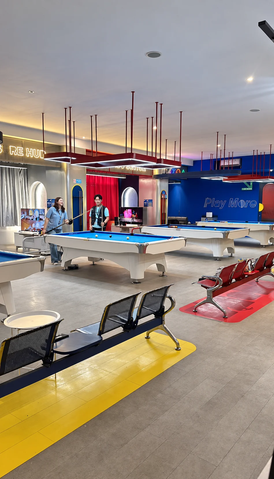 Blue billiard tables at Bandung HQ