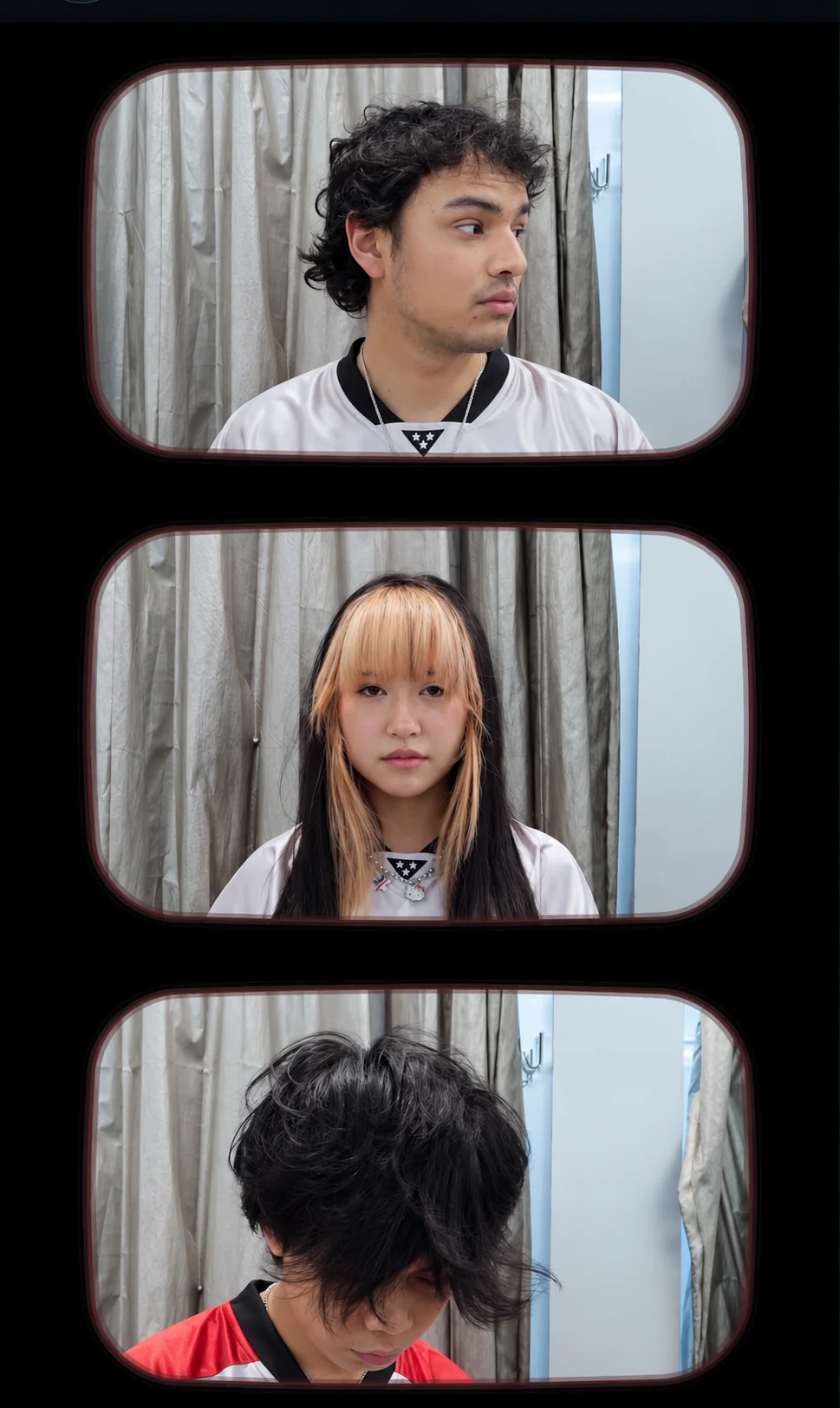Three fashion portraits in retro frames